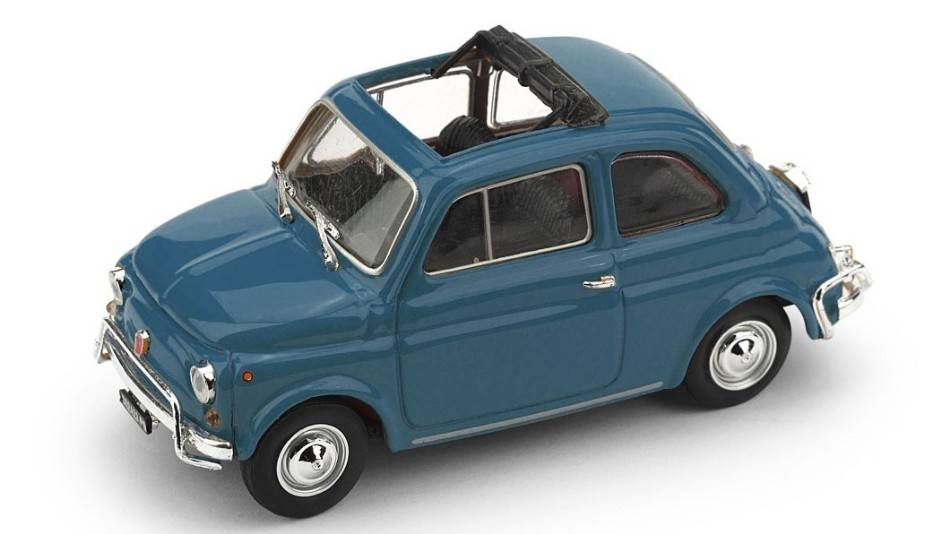 MODELLINO IN SCALA COMPATIBILE CON FIAT 500 L 1968-72 APERTA BLU TURCHESE 1:43 BRUMM BM0464-06