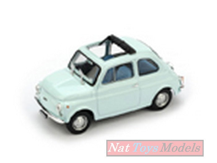 MODELLINO IN SCALA COMPATIBILE CON FIAT 500 R 1972-75 APERTA TURCHESE FARFALLA 1:43 BRUMM BM0474-07