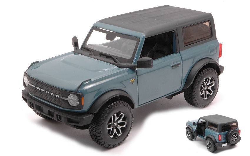 MODELLINO IN SCALA COMPATIBILE CON FORD BRONCO BADLANDS 2021 LIGHT BLUE 1:24 MAISTO MI31530B