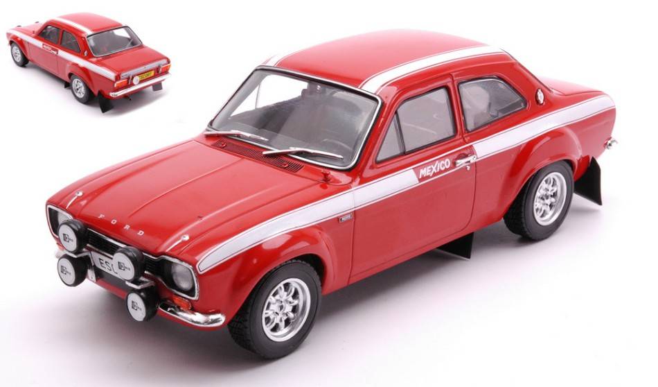 MODELLINO IN SCALA COMPATIBILE CON FORD ESCORT MK I RS MEXICO 1970 RED/WHITE 1:24 WHITEBOX WB124199