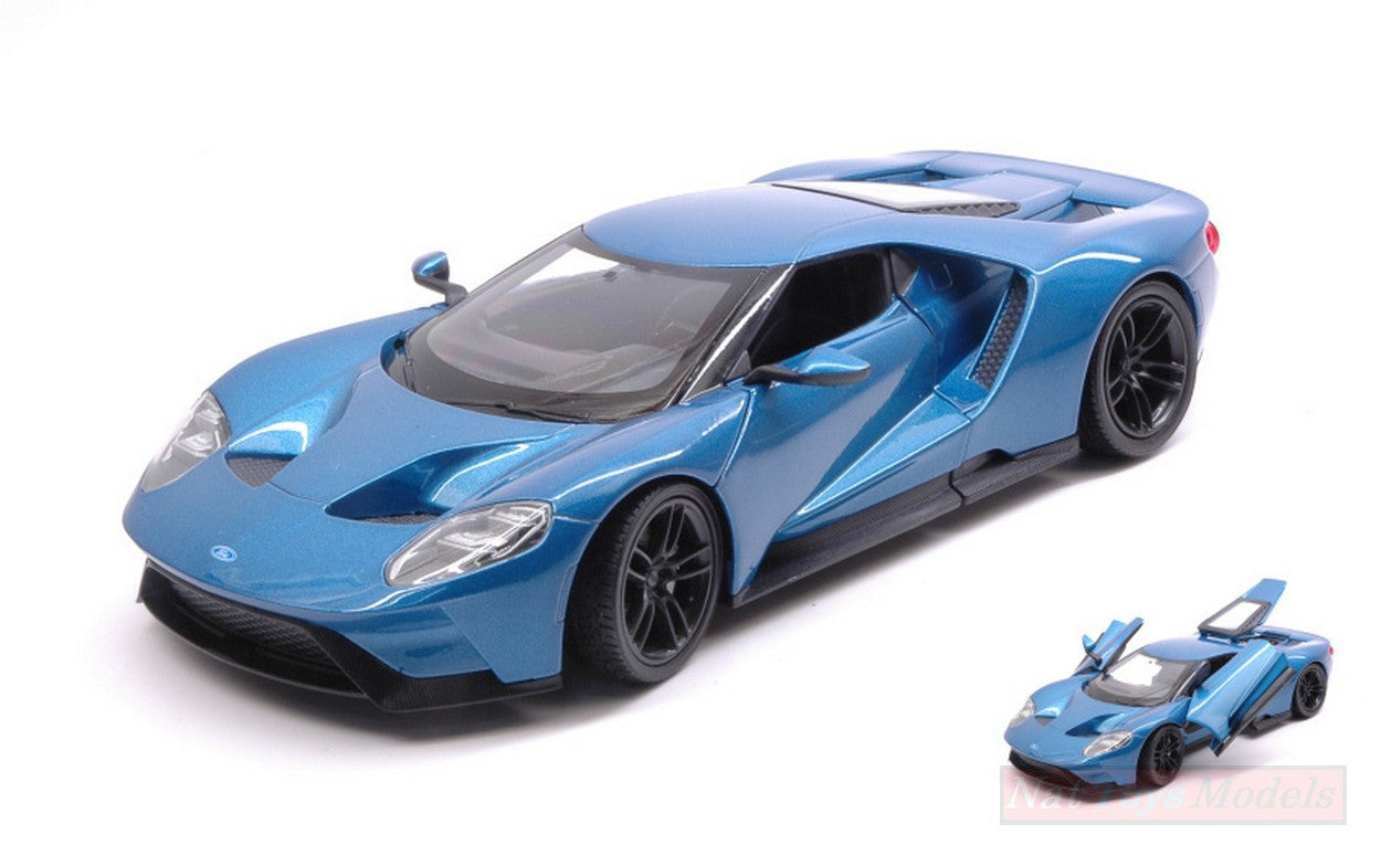 MODELLINO IN SCALA COMPATIBILE CON FORD GT 2017 METALLIC BLUE 1:24 WELLY WE24082BL
