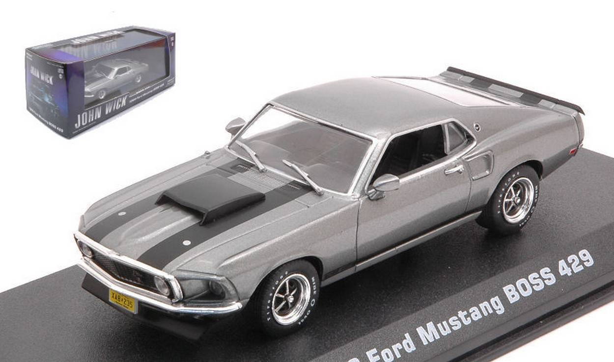 MODELLINO IN SCALA COMPATIBILE CON FORD MUSTANG BOSS 429 1969 "JOHN WICK" GREY 1:43 GREENLIGHT GREEN86540