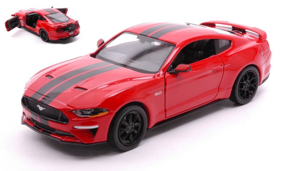 MODELLINO IN SCALA COMPATIBILE CON FORD MUSTANG GT 2018 RED 1:24 MOTORMAX MTM79352R