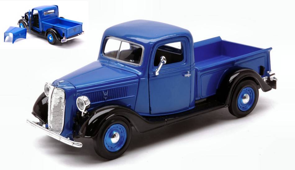 MODELLINO IN SCALA COMPATIBILE CON FORD PICK UP 1937 BLUE 1:24 MOTORMAX MTM73233B