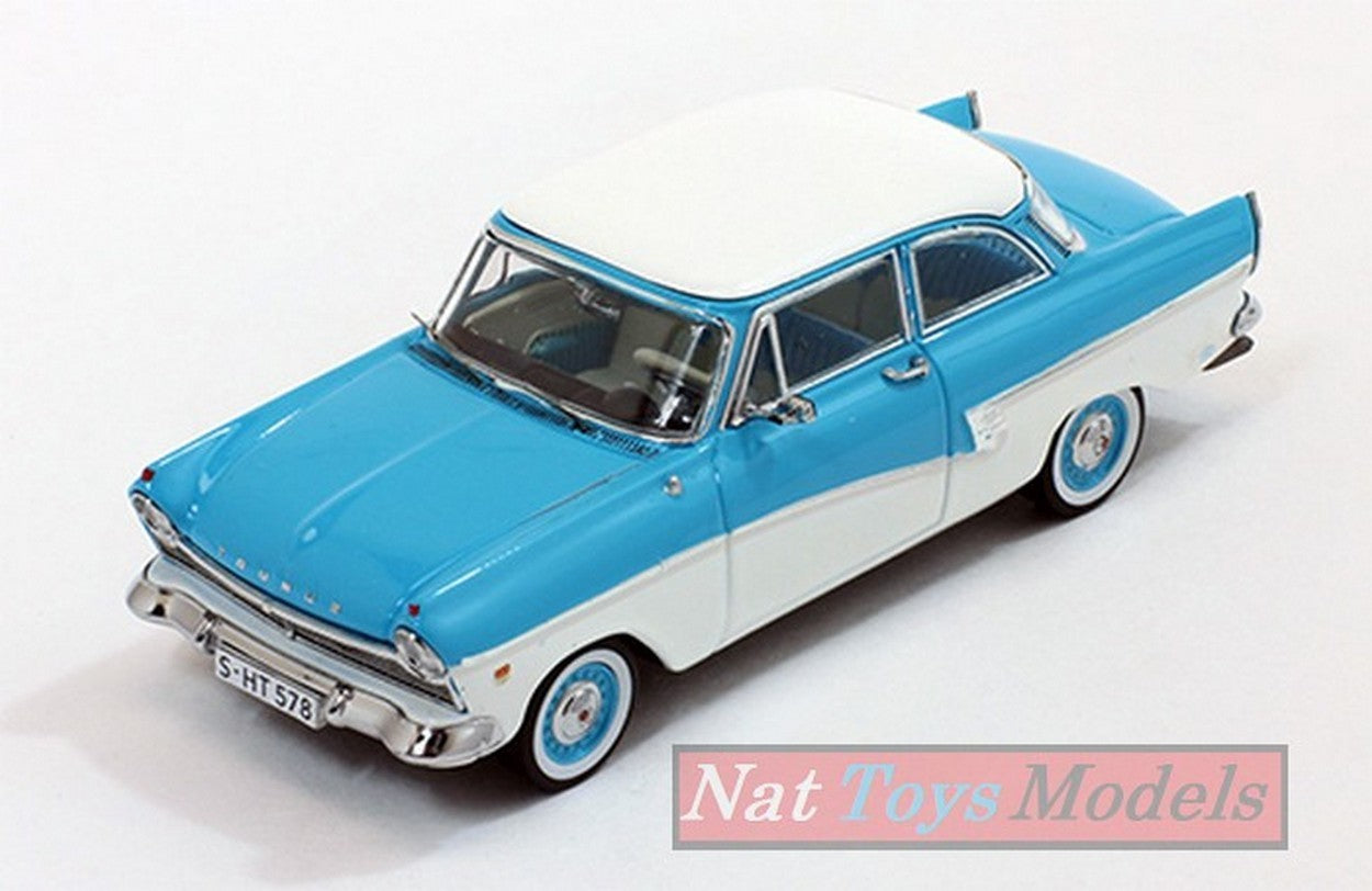MODELLINO IN SCALA COMPATIBILE CON FORD TAUNUS 17M 1957 LIGHT BLUE/WHITE 1:43 PREMIUMX PRD388