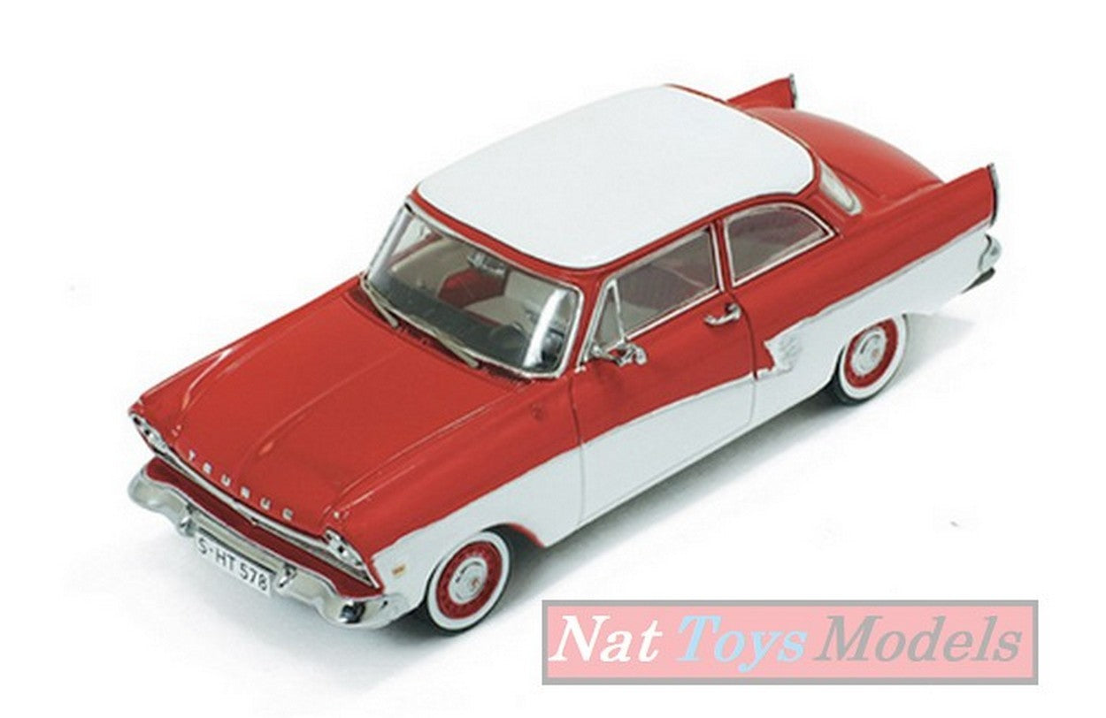 MODELLINO IN SCALA COMPATIBILE CON FORD TAUNUS 17M 1957 RED/WHITE 1:43 PREMIUMX PRD387