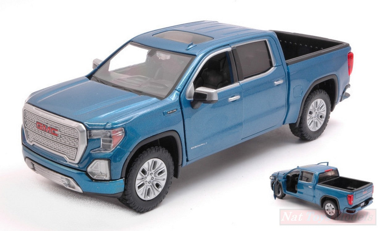 MODELLINO IN SCALA COMPATIBILE CON GMC SIERRA 1500 DENALI CREW CAB 2019 METALLIC BLUE 1:27 MOTORMAX MTM79362B