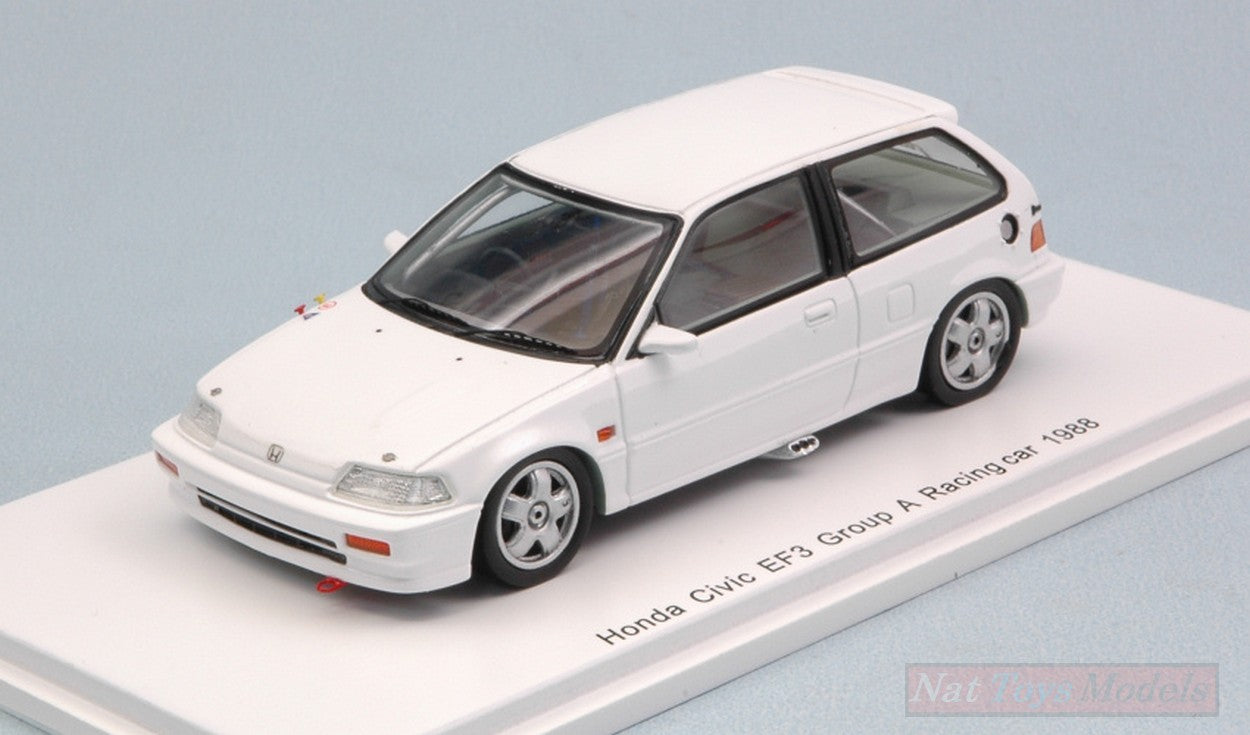 MODELLINO IN SCALA COMPATIBILE CON HONDA CIVIC EF3 GROUP A 1988 WHITE 1:43 SPARK MODEL S5458