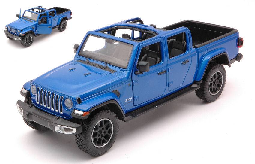 MODELLINO IN SCALA COMPATIBILE CON JEEP GLADIATOR OVERLAND OPEN TOP BLUE 1:24 MOTORMAX MTM79367B