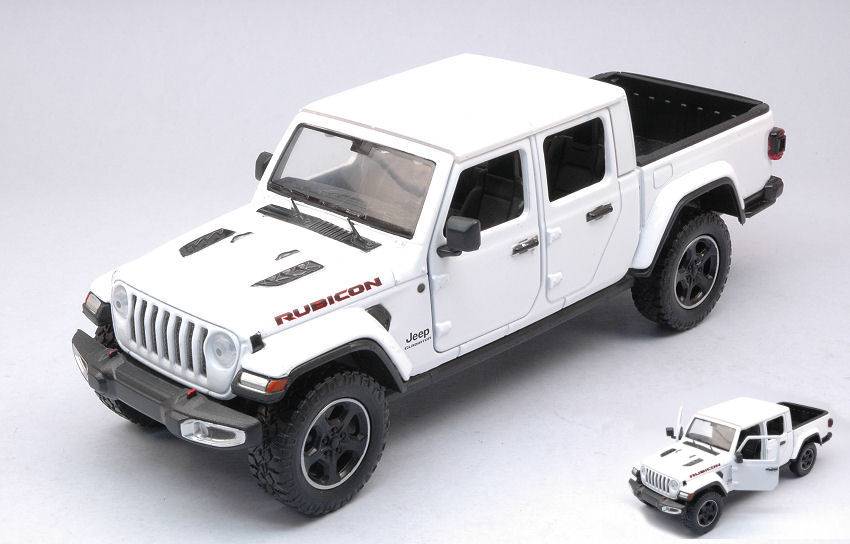 MODELLINO IN SCALA COMPATIBILE CON JEEP GLADIATOR RUBICON HARD TOP WHITE 1:24 MOTORMAX MTM79368W