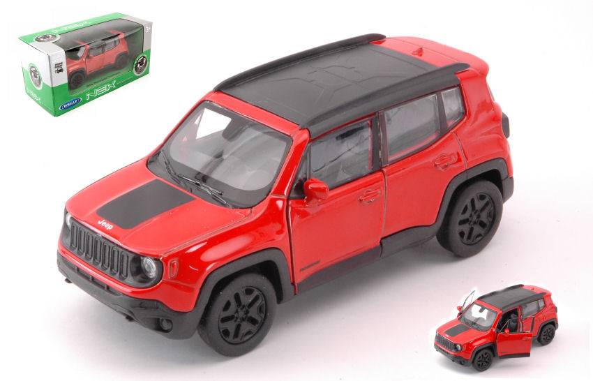MODELLINO IN SCALA COMPATIBILE CON JEEP RENEGADE TRILHAWK POMPEI RED SCALA 1:34-39 cm 11 WELLY WE39169J