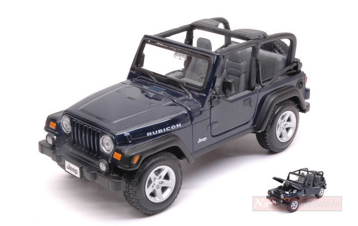 MODELLINO IN SCALA COMPATIBILE CON JEEP WRANGLER RUBICON 1997 DARK BLUE 1:27 MAISTO MI31245DB