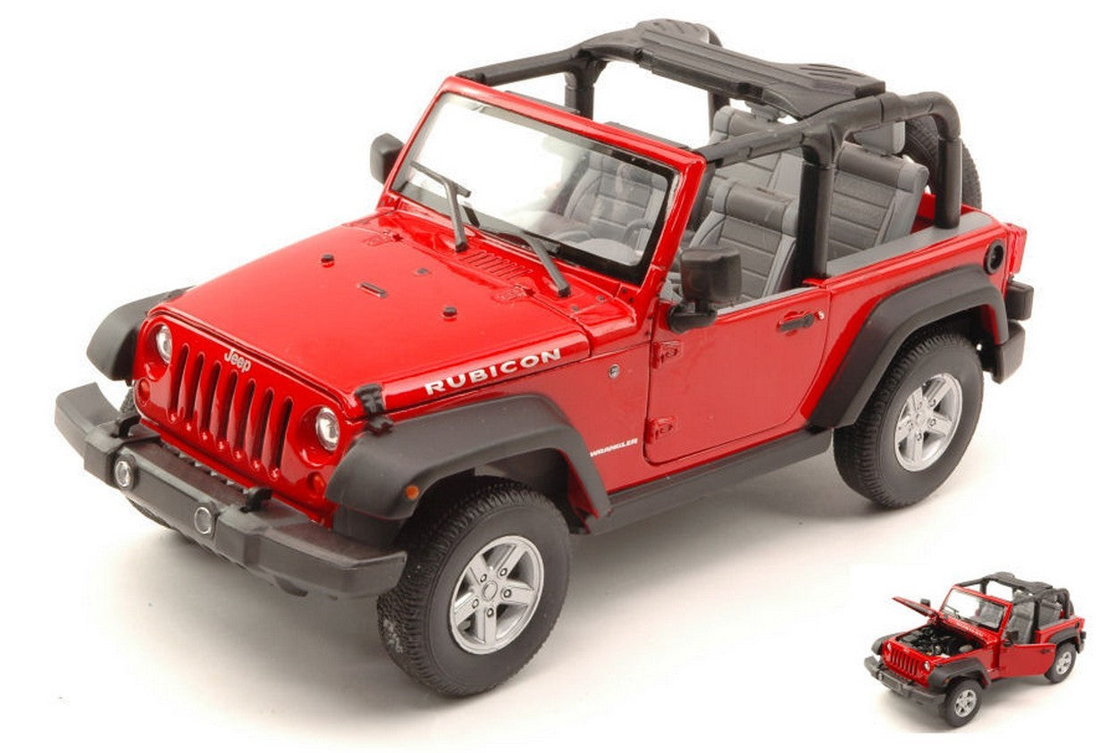 MODELLINO IN SCALA COMPATIBILE CON JEEP WRANGLER RUBICON 2007 OPEN RED 1:24 WELLY WE22489AR
