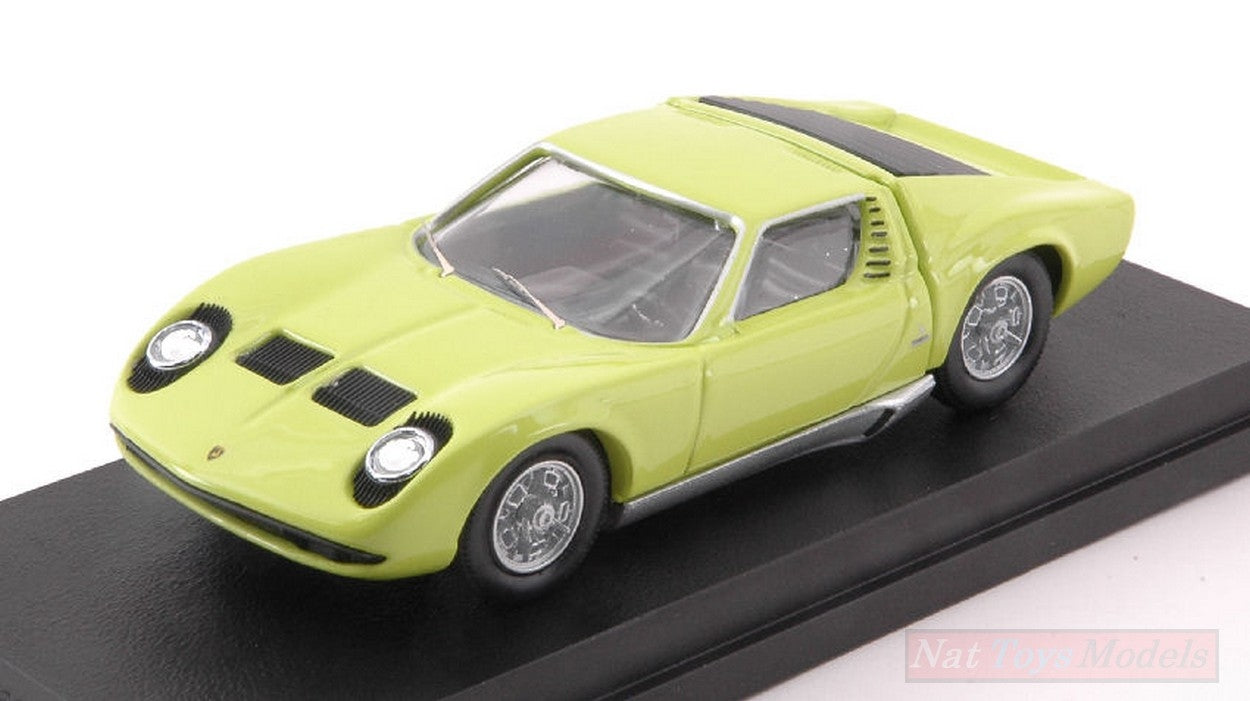 MODELLINO IN SCALA COMPATIBILE CON LAMBORGHINI MIURA BERTONE P400S 1966 LIME GREEN 50th ANNIVERSARY 1:43 RIO RI4584