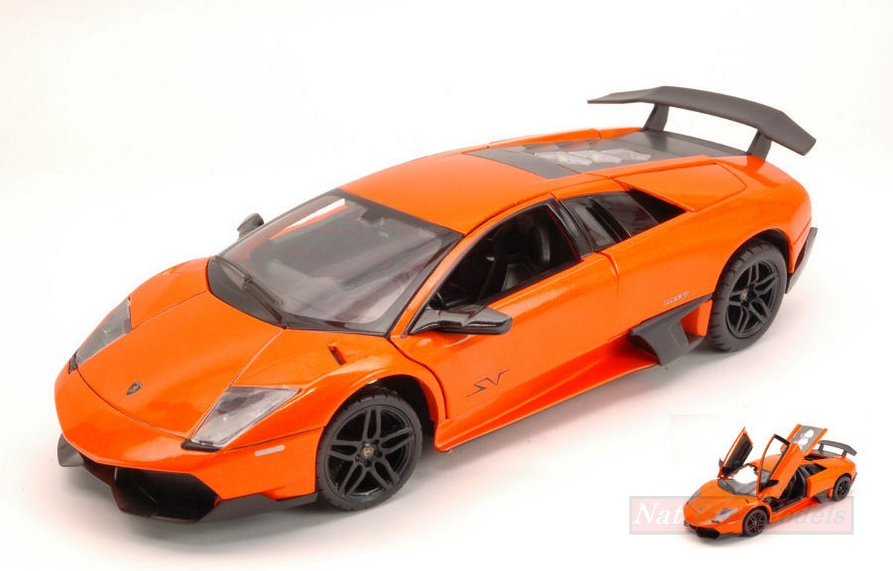 MODELLINO IN SCALA COMPATIBILE CON LAMBORGHINI MURCIELAGO LP670-4 SV 2009 ORANGE 1:24 RASTAR RAT39300O