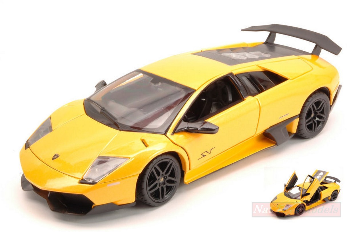 MODELLINO IN SCALA COMPATIBILE CON LAMBORGHINI MURCIELAGO LP670-4 SV 2009 YELLOW 1:24 RASTAR RAT39300Y