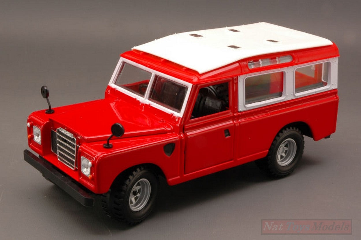MODELLINO IN SCALA COMPATIBILE CON LAND ROVER 110 1983 RED W/WHITE ROOF 1:24 BURAGO BU22063R