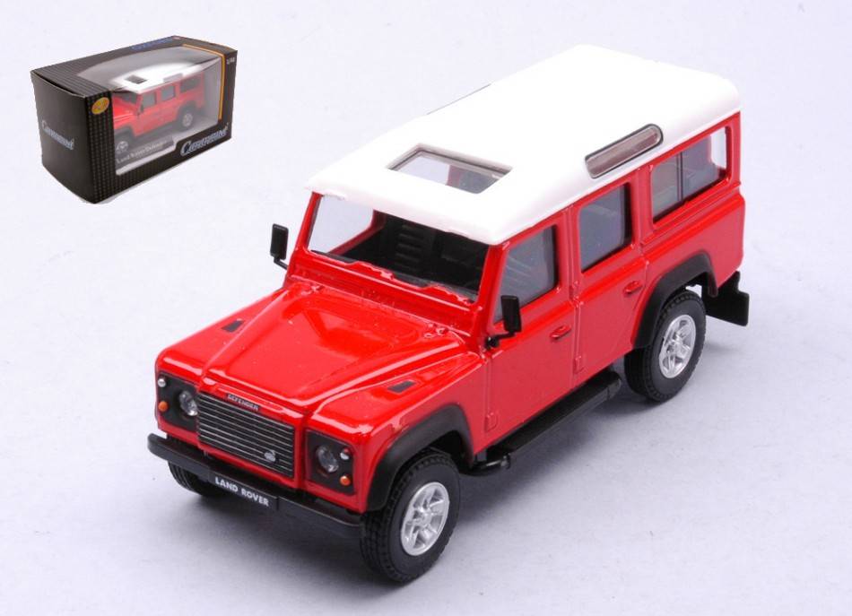 MODELLINO IN SCALA COMPATIBILE CON LAND ROVER DEFENDER RED W/WHITE ROOF 1:43 CARARAMA CA453260