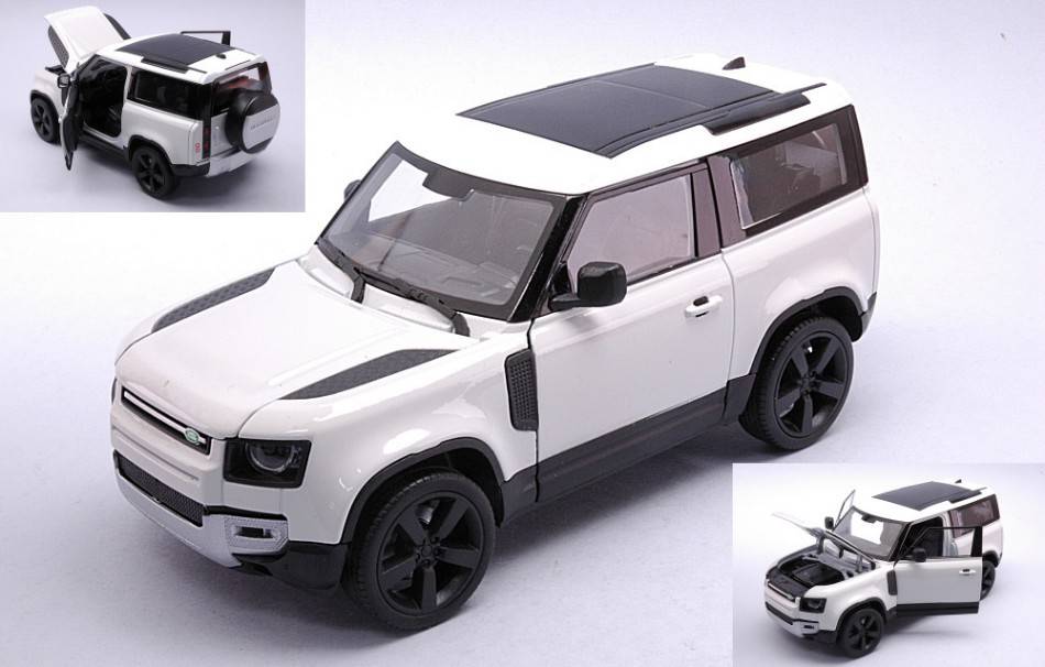 MODELLINO IN SCALA COMPATIBILE CON LAND ROVER DEFENDER WHITE 1:24 WELLY WE24110W
