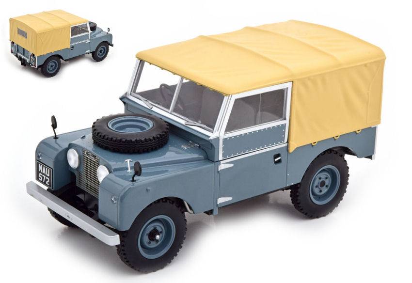 MODELLINO IN SCALA COMPATIBILE CON LAND ROVER SERIES I GREY/BEIGE 1:18 MODELCARGROUP MCG18178