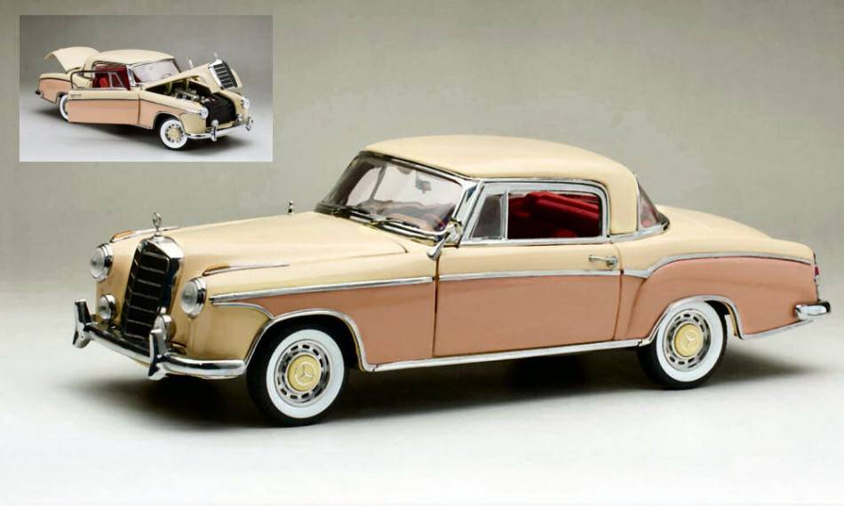 MODELLINO IN SCALA COMPATIBILE CON MERCEDES 220 SE COUPE' (W128) LIGHT BEIGE/ROSA 1:18 SUNSTAR SS3591