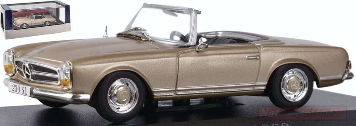 MODELLINO IN SCALA COMPATIBILE CON MERCEDES 230 SL CABRIOLET 1963 GOLD 1:43 EDITORIA 7905003