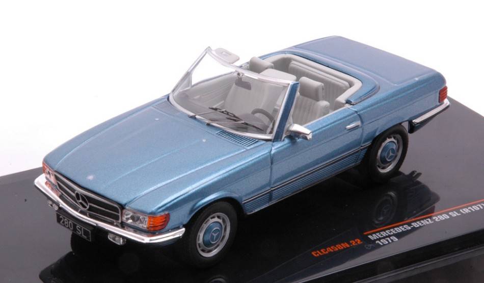 MODELLINO IN SCALA COMPATIBILE CON MERCEDES 280 SL (R107) 1979 MET.BLUE 1:43 IXO MODEL CLC458
