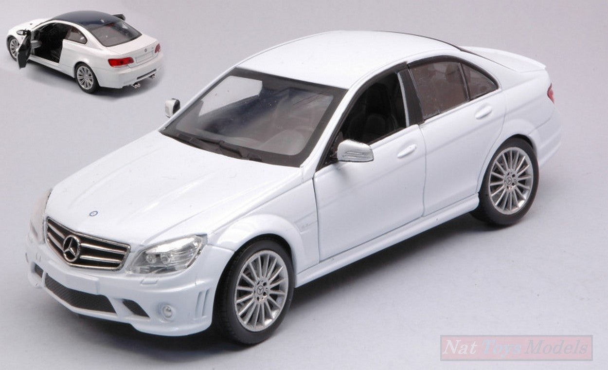 MODELLINO IN SCALA COMPATIBILE CON MERCEDES C CLASS 2008 AMG WHITE 1:24 NEW RAY NY71083W