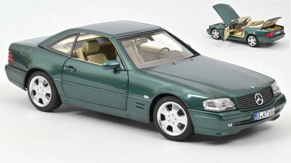 MODELLINO IN SCALA COMPATIBILE CON MERCEDES SL 500 1999 GREEN METALLIC 1.18 NOREV NV183753