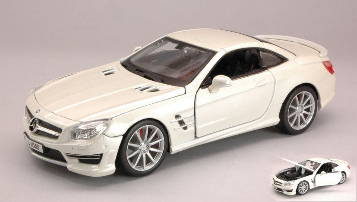 MODELLINO IN SCALA COMPATIBILE CON MERCEDES SL 65 AMG 2009 WHITE 1:24 BURAGO BU21066W