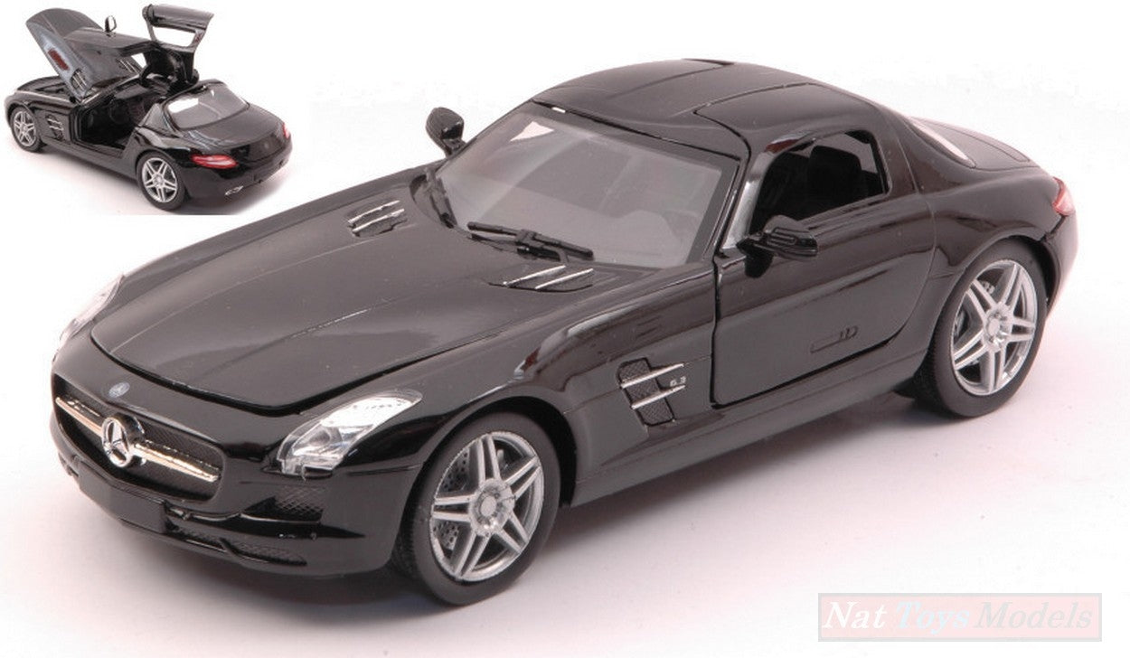 MODELLINO IN SCALA COMPATIBILE CON MERCEDES SLS AMG 2010 BLACK 1:24 NEW RAY NY71193BK