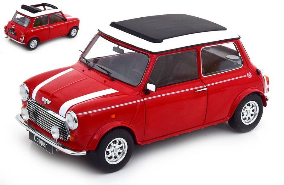 MODELLINO IN SCALA COMPATIBILE CON MINI COOPER SUNROOF RED/WHITE 1:12 KK SCALE KKDC120074L