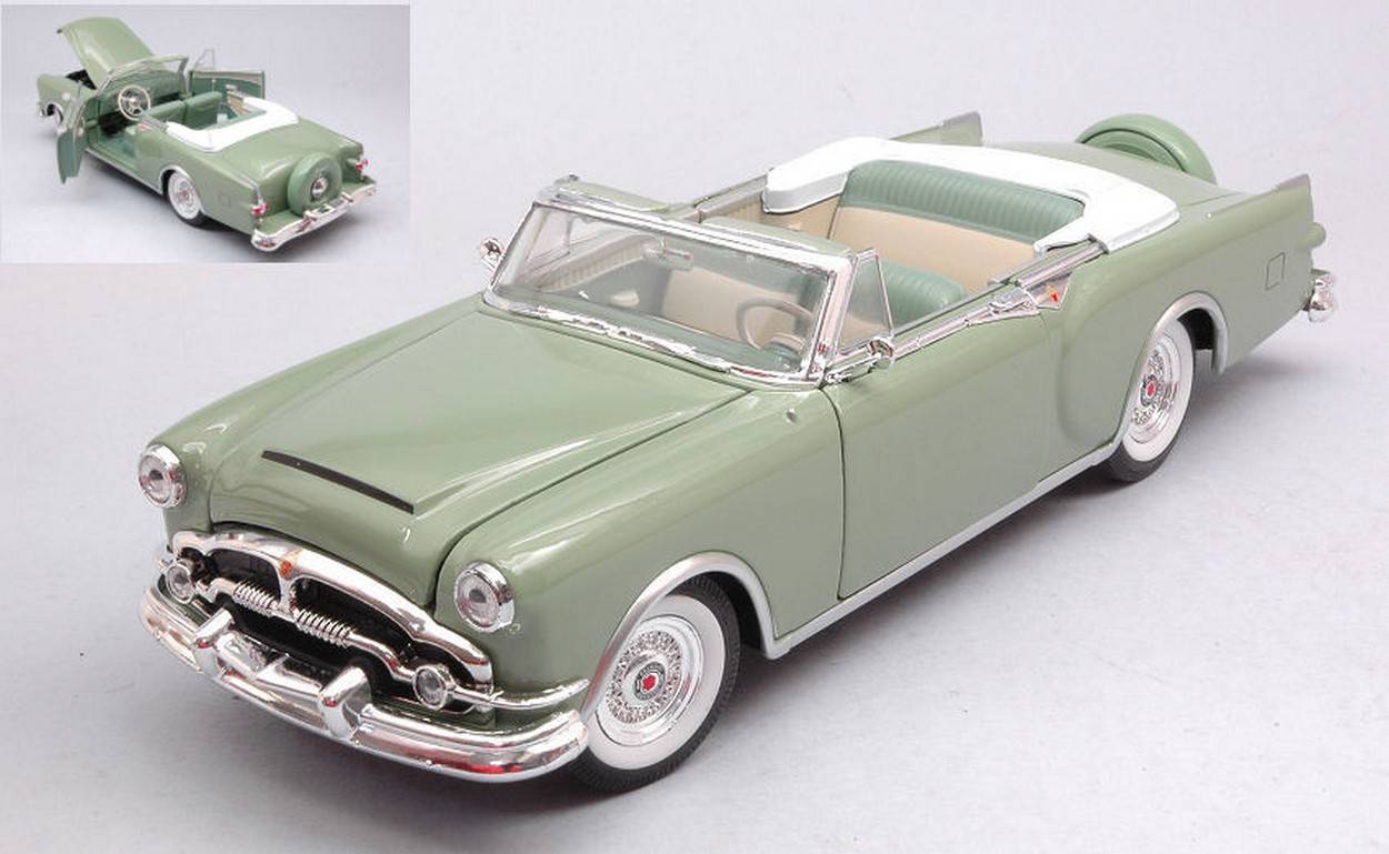 MODELLINO IN SCALA COMPATIBILE CON PACKARD CARIBBEAN CABRIO 1953 OLIVE GREEN 1:24 WELLY WE4120