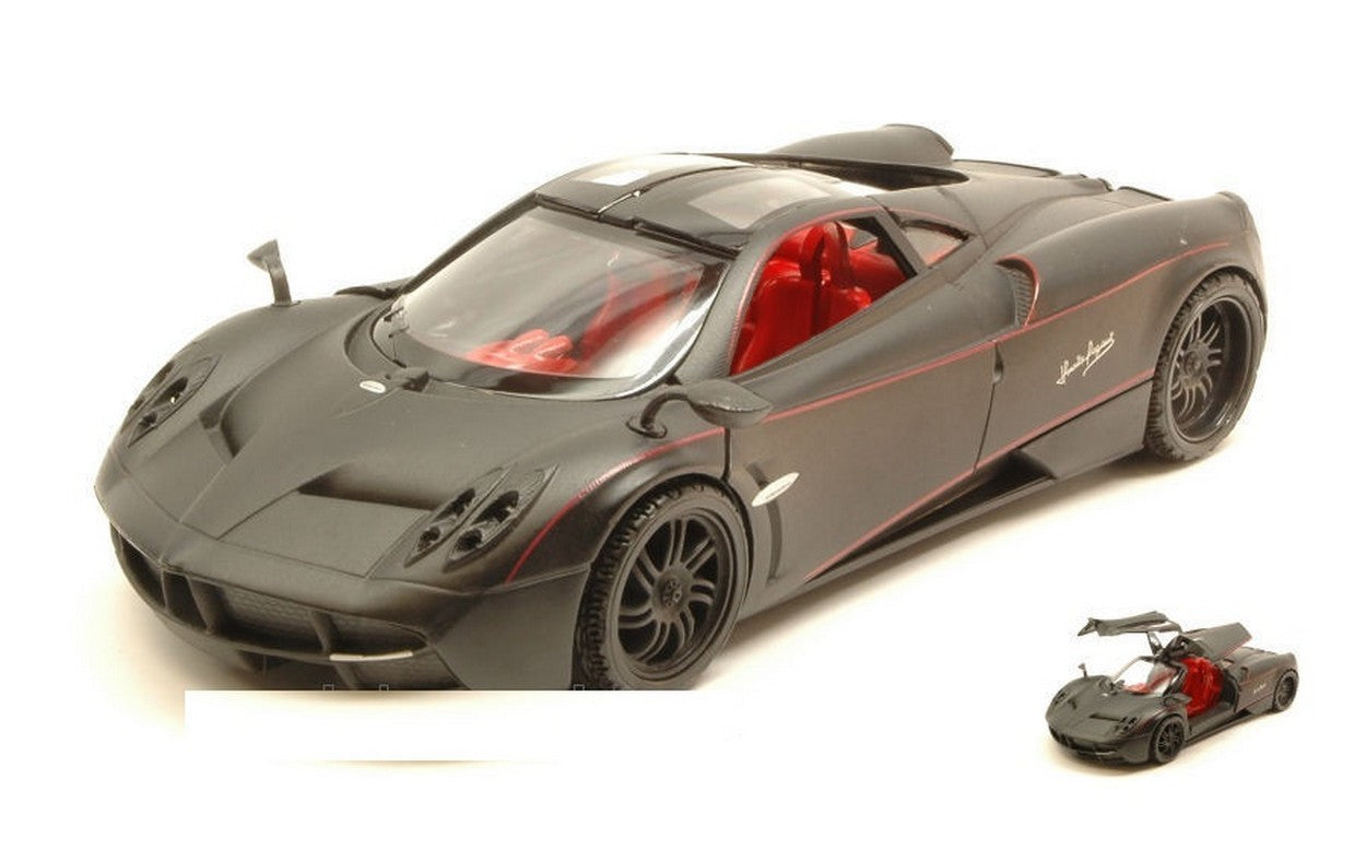 MODELLINO IN SCALA COMPATIBILE CON PAGANI HUAYRA SATIN SERIES MATT BLACK 1:24 MOTORMAX MTM79502