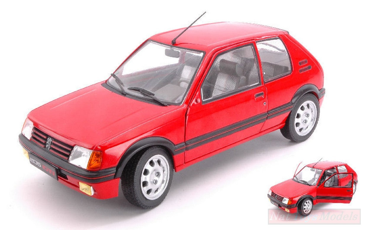 MODELLINO IN SCALA COMPATIBILE CON PEUGEOT 205 GTI 1.9 PHASE 1 RED 1:18 SOLIDO SL1801702