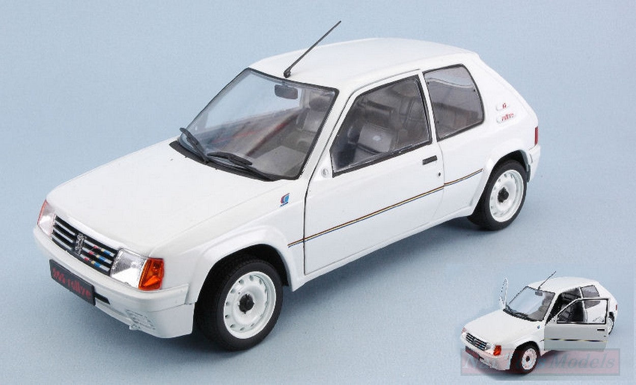 MODELLINO IN SCALA COMPATIBILE CON PEUGEOT 205 GTI 1.9 PHASE 1 WHITE 1:18 SOLIDO SL1801701