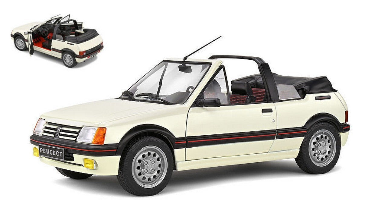 MODELLINO IN SCALA COMPATIBILE CON PEUGEOT 205 GTI MK1 CABRIOLET 1989 WHITE 1:18 SOLIDO SL1806202