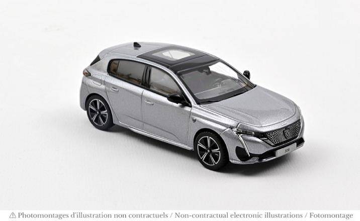 MODELLINO IN SCALA COMPATIBILE CON PEUGEOT 308 GT 2021 ARTENSE GREY 1:43 NOREV NV473931