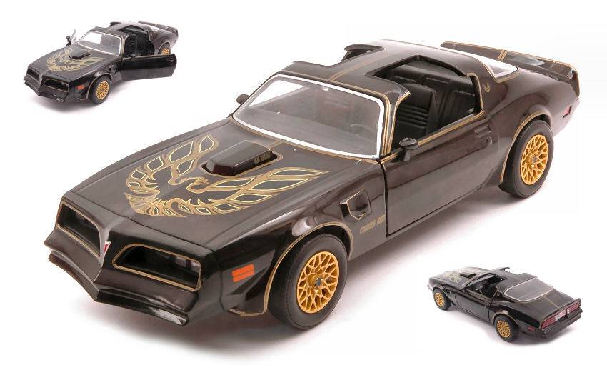 MODELLINO IN SCALA COMPATIBILE CON PONTIAC FIREBIRD TRANS AM STARLITE BLACK WITH GOLDEN EAGLE HOOD 1:24 GREENLIGHT GREEN84036