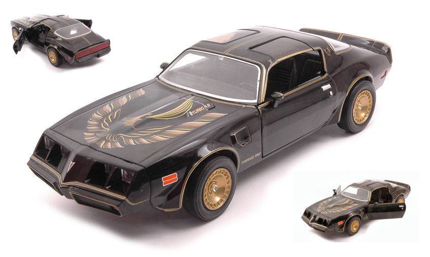 MODELLINO IN SCALA COMPATIBILE CON PONTIAC FIREBIRD TRANS AM TURBO BLACK WITH GOLDEN EAGLE HOOD 1:24 GREENLIGHT GREEN84037