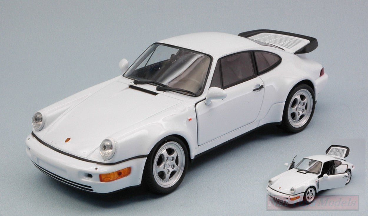 MODELLINO IN SCALA COMPATIBILE CON PORSCHE 911 (964) TURBO WHITE 1:24 WELLY WE24023WE