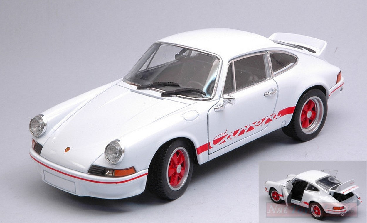 MODELLINO IN SCALA COMPATIBILE CON PORSCHE 911 CARRERA RS 2.7 WHITE/RED 1:24 WELLY WE24086W