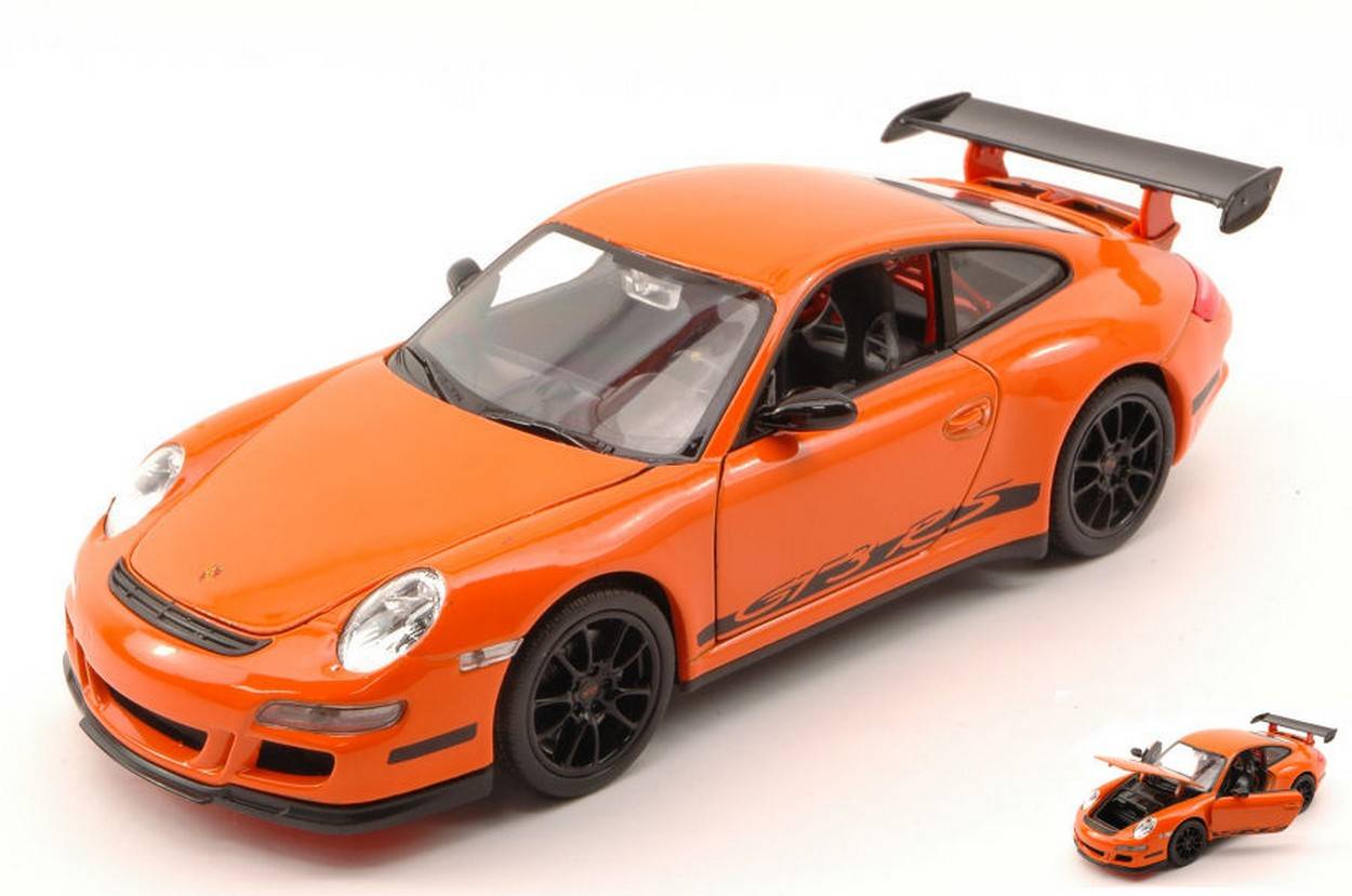 MODELLINO IN SCALA COMPATIBILE CON PORSCHE 911 GT3 RS (997) 2006 ORANGE 1:24 WELLY WE2495R