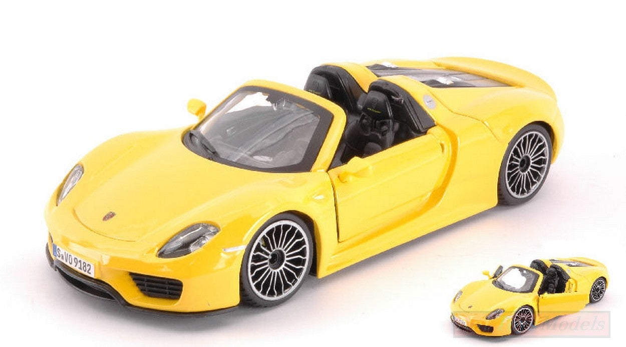 MODELLINO IN SCALA COMPATIBILE CON PORSCHE 918 SPYDER 2013 YELLOW 1:24 BURAGO BU21076Y