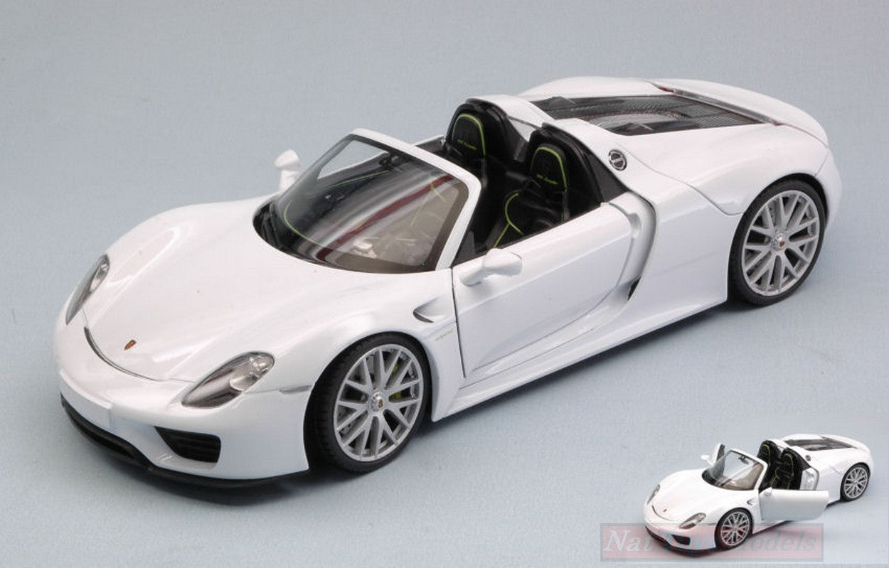 MODELLINO IN SCALA COMPATIBILE CON PORSCHE 918 SPYDER OPEN 2013 WHITE 1:24 WELLY WE24055CW