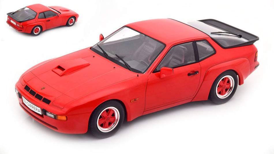 MODELLINO IN SCALA COMPATIBILE CON PORSCHE 924 CARRERA GT RED WITH RED WHEEL RIMS 1:18 MODELCARGROUP MCG18302