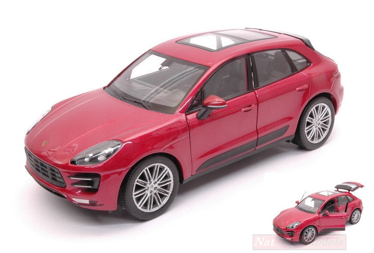 MODELLINO IN SCALA COMPATIBILE CON PORSCHE MACAN TURBO 2014 PRUNE METALLIC 1:24 WELLY WE24047R