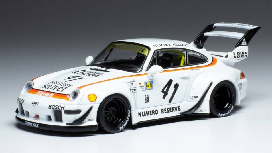 MODELLINO IN SCALA COMPATIBILE CON PORSCHE RWB 993 LBWK WHITE/DECALS 1:43 IXO MODEL MOC322