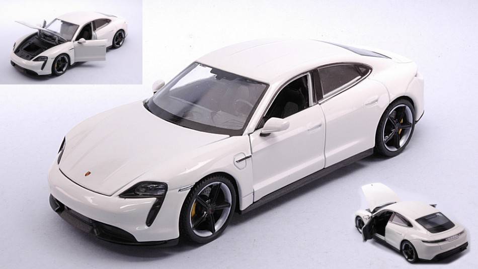 MODELLINO IN SCALA COMPATIBILE CON PORSCHE TAYCAN TURBO S WHITE 1:24 WELLY WE24107W