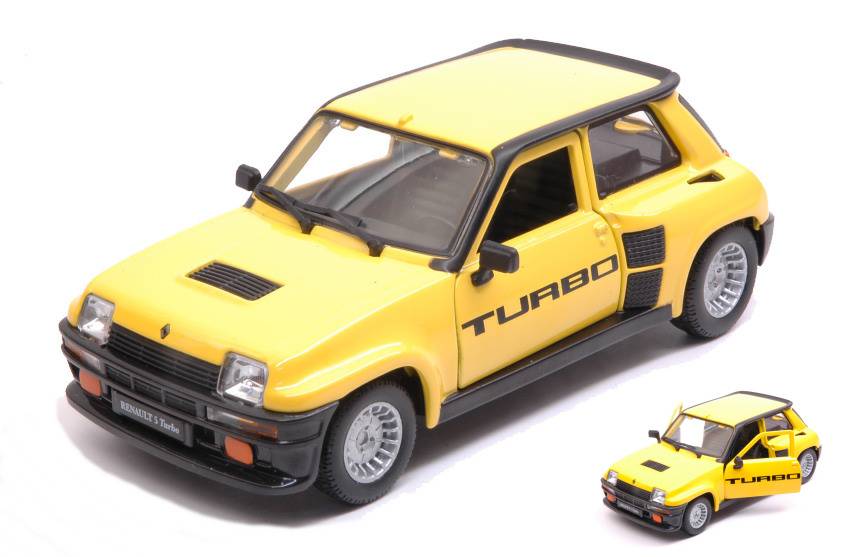 MODELLINO IN SCALA COMPATIBILE CON RENAULT 5 RURBO 1982 YELLOW/BLACK 1:24 BURAGO BU21088R